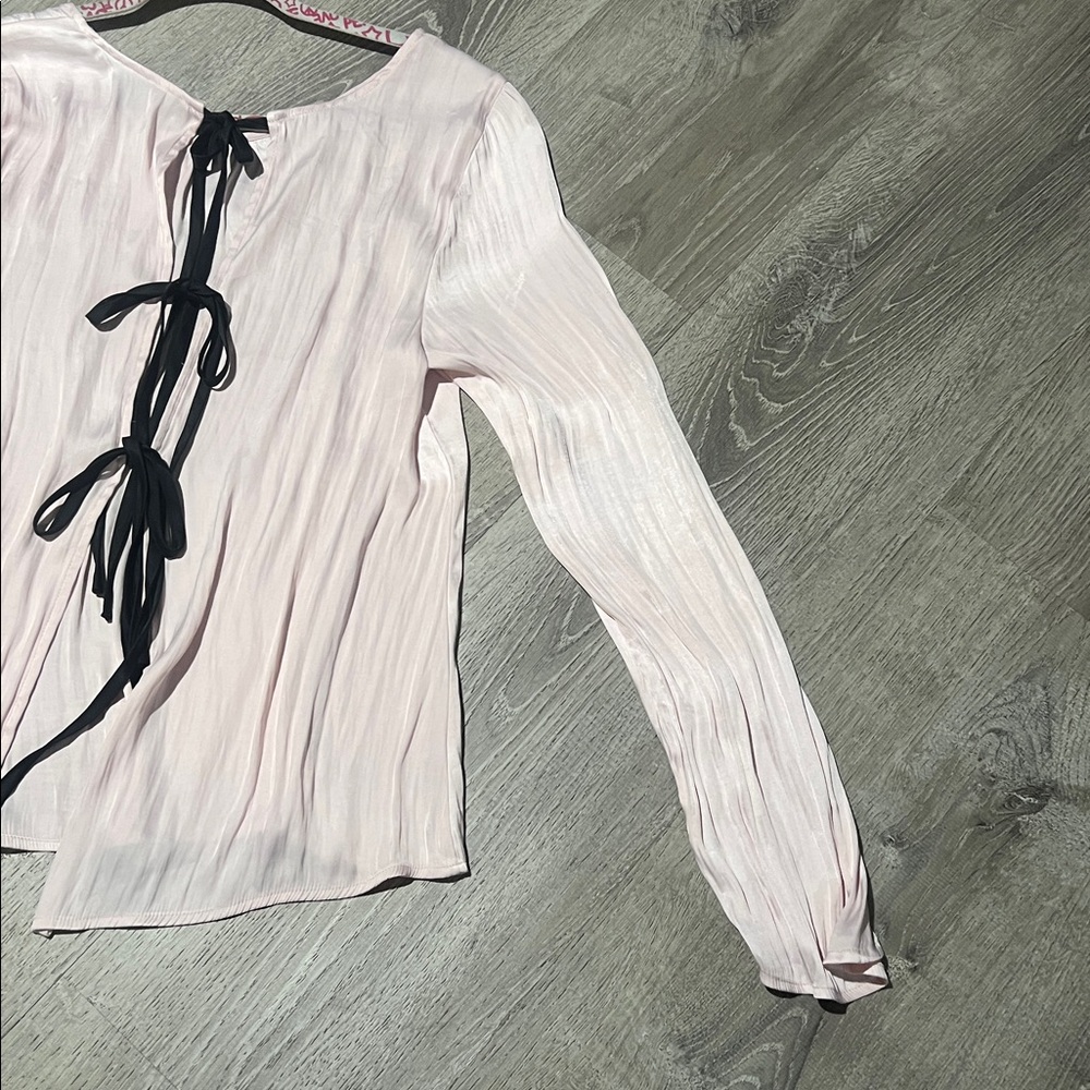 Free People Pink Arabella Tie Back Satin Blouse - Picture 6 of 14